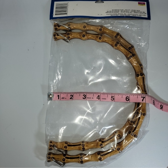 Darice Craft Faux Bamboo Purse Handles 2 Piece Vintage Handbag Macrame NOS - Picture 4 of 9